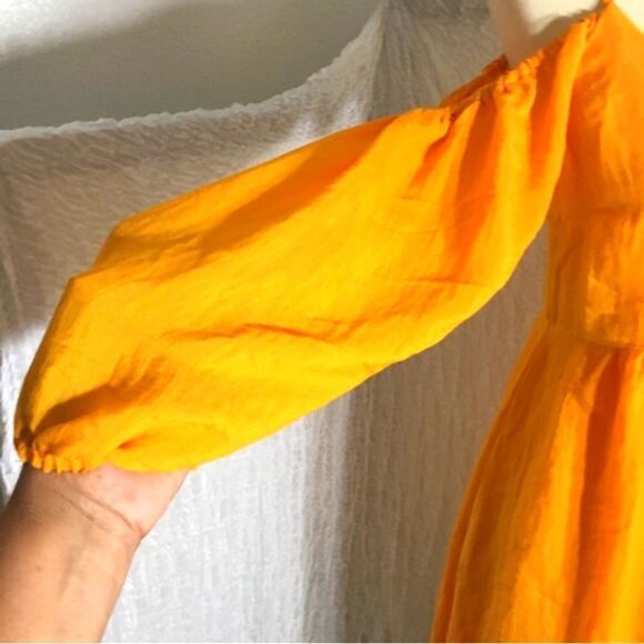 Anthropologie Moulinette Soeurs Yellow Mustard Cold-shoulder Dress Size XS - Picture 4 of 12